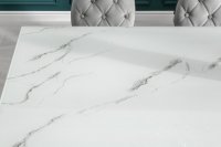 Table design BAROQUE 180cm en acier inoxydable et marbre argenté