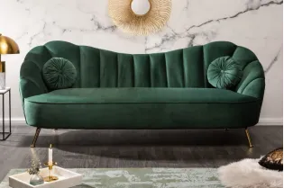 Canapé en velours style rétro coloris vert bouteille 220cm