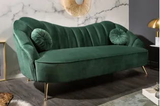 Canapé en velours style rétro coloris vert bouteille 220cm 2