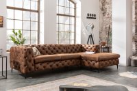 Canapé d'angle design Chesterfield coloris marron vieilli