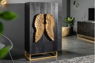 Armoire haute design ailes d'ange coloris noir 140cm
