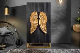 Armoire haute design ailes d'ange coloris noir 140cm 2