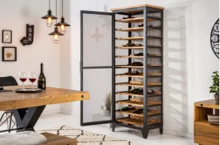 Etagère à vin en bois massif design industriel coloris naturel 184cm