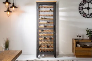 Etagère à vin en bois massif design industriel coloris naturel 184cm 2