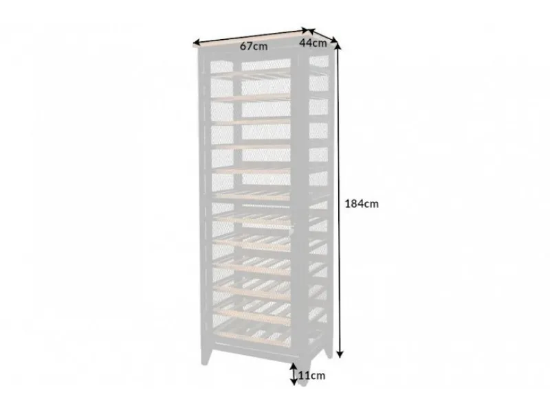 Etagère à vin en bois massif design industriel coloris naturel 184cm