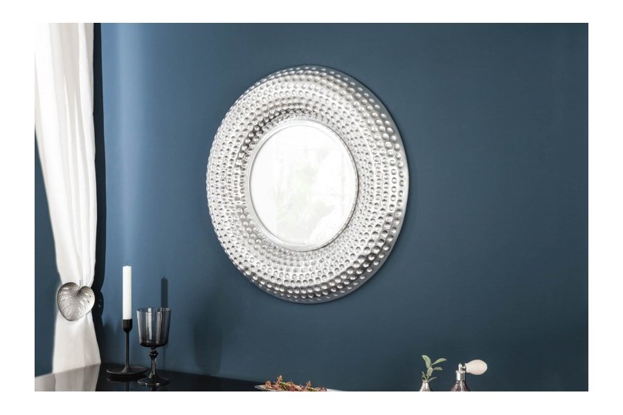 Miroir Orient fait main coloris en Argent 60cm