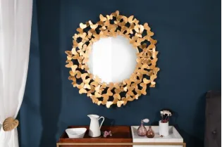 Miroir rond design papillon coloris doré 78cm 2