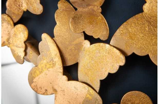 Miroir rond design papillon coloris doré 78cm