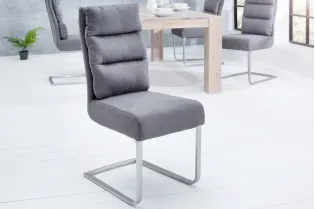 Lot de 2 Chaises gris vintage design rétro acier inoxydable 2
