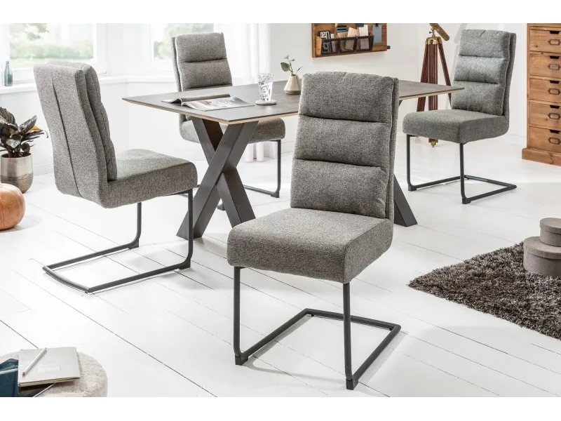 Chaise confortable tissu texture Cantilever coloris gris foncé