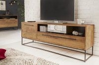 Meuble TV bas en bois massif coloris naturelle 165cm