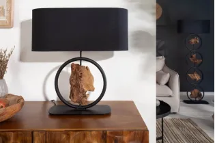 LAMPE DE TABLE BOIS MASSIF 58cm COLORIS NOIR 2