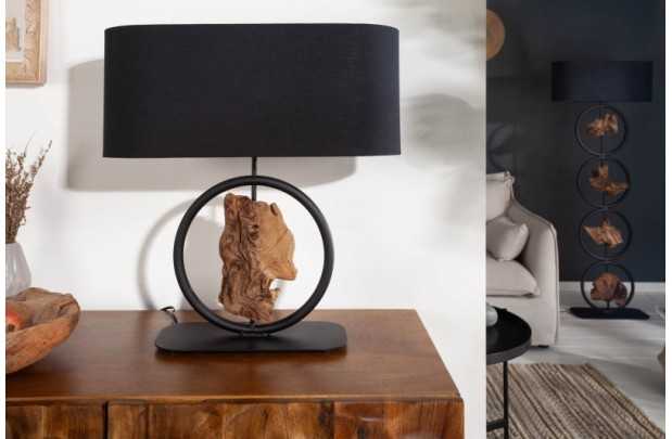 LAMPE DE TABLE BOIS MASSIF 58cm COLORIS NOIR