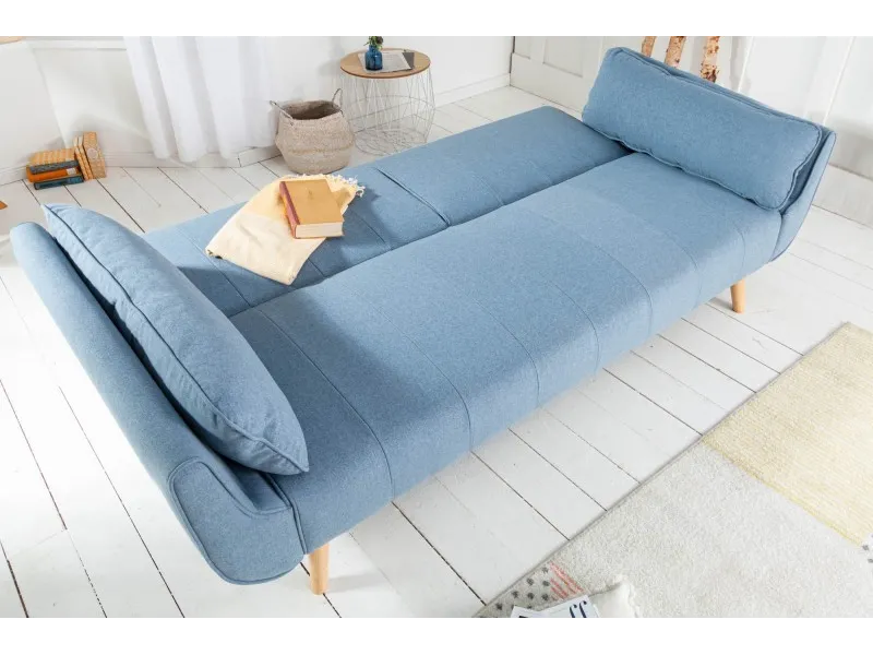 Canapé convertible design scandinave coloris bleu claire en tissu
