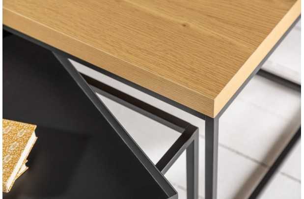 Set de 3 Tables Basses Gigognes en Chêne & Métal Noir