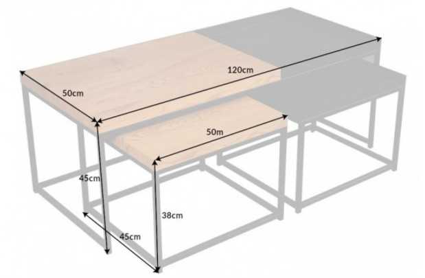 Set de 3 Tables Basses Gigognes en Chêne & Métal Noir