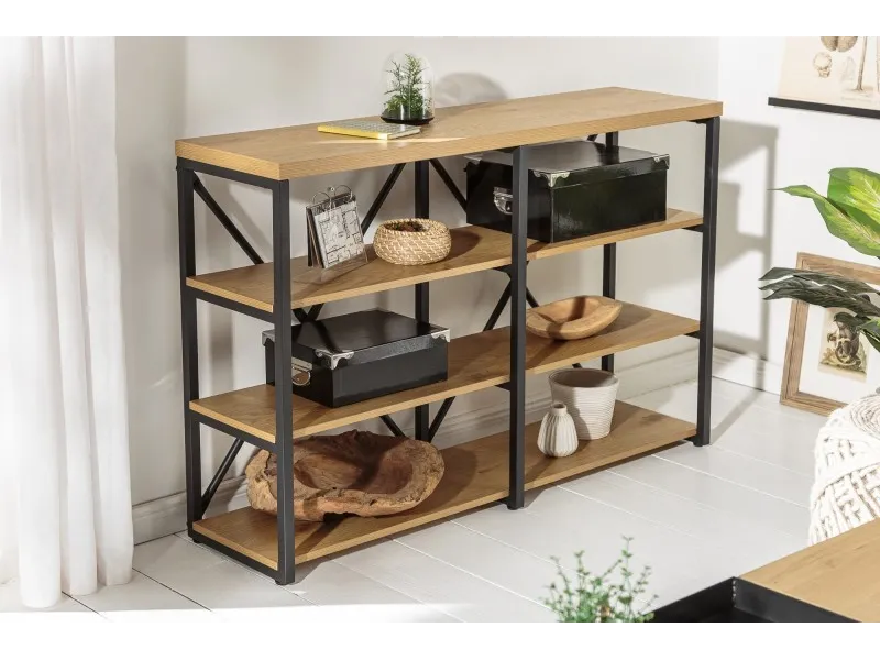 BIBLIOTHEQUE MODERNE STYLE INDUSTRIEL 110cm