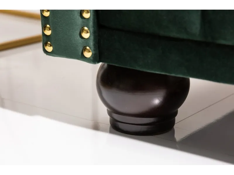 Canapé Chic Chesterfield Design en Velours Vert 3 Places