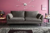 Canapé moderne à 2 places coloris gris argenté en velours