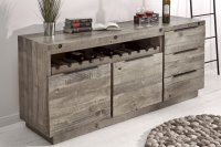 Buffet 175cm design industriel en bois de pin gris