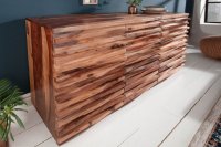 Bahut design coloris naturel en bois massif à 3 tiroirs et 2 portes