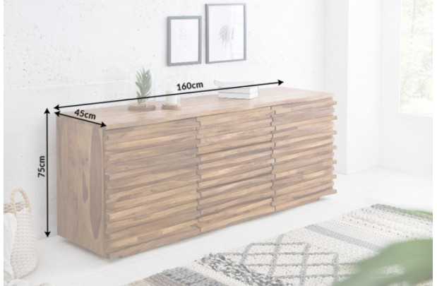 Bahut design coloris naturel en bois massif à 3 tiroirs et 2 portes