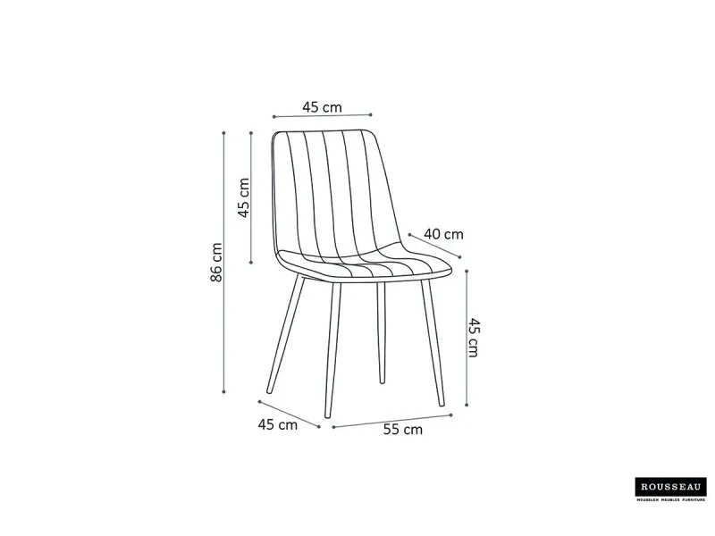 Chaise design en velours coloris vert, pieds noirs
