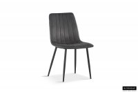 Chaise design en velours, coloris gris foncé, pieds noirs