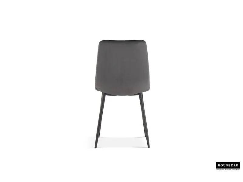 Chaise design en velours, coloris gris foncé, pieds noirs
