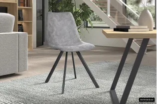 Chaise design Emma en simili cuir coloris gris