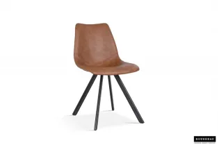 CHAISE DESIGN EMMA EN SIMILI CUIR COLORIS COGNAC 2