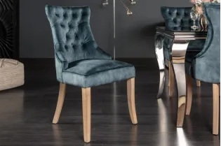 Chaise Confortable Style Castle en Velours Pétrole