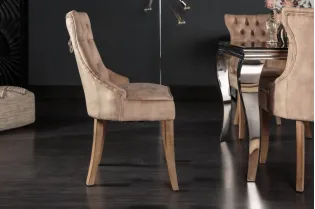 Chaise Confortable Style Castle en Velours café 2