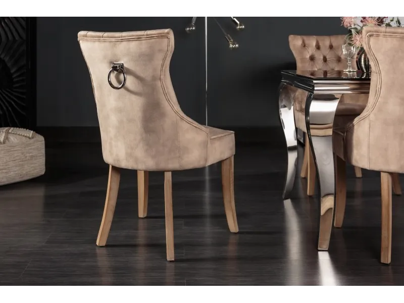 Chaise Confortable Style Castle en Velours café