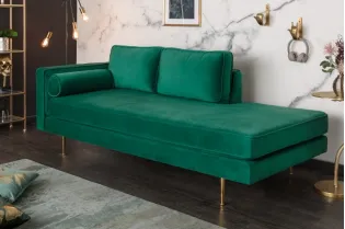 Méridienne Rembourré ultra-Tendance en Velours Vert Emeraude 196cm