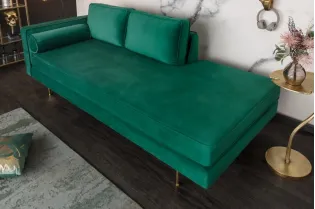 Méridienne Rembourré ultra-Tendance en Velours Vert Emeraude 196cm 2