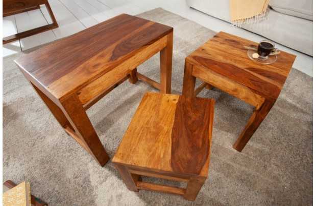 Set Tables Basses Gigognes Carrées En Bois Massif Style Colonial