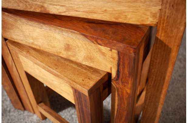 Set Tables Basses Gigognes Carrées En Bois Massif Style Colonial