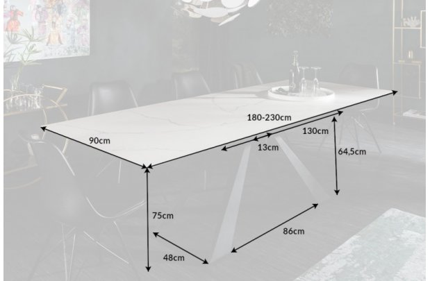 Table à manger extensible 180-220-260 cm céramique taupe aspect marbre -  Cbc-Meubles