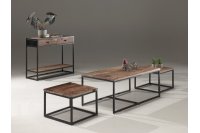 Lot de 3 tables basses carrés style industriel en bois recyclé