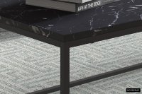 Table basse original "Texas" décor marbre foncé et cadre métal noir