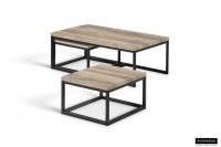 Lot de 3 tables basses carrés style industriel en bois massif