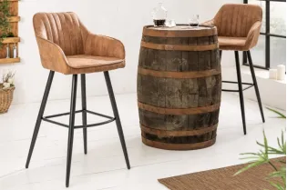 Lot de 2 tabourets de bar en microfibre coloris marron 2