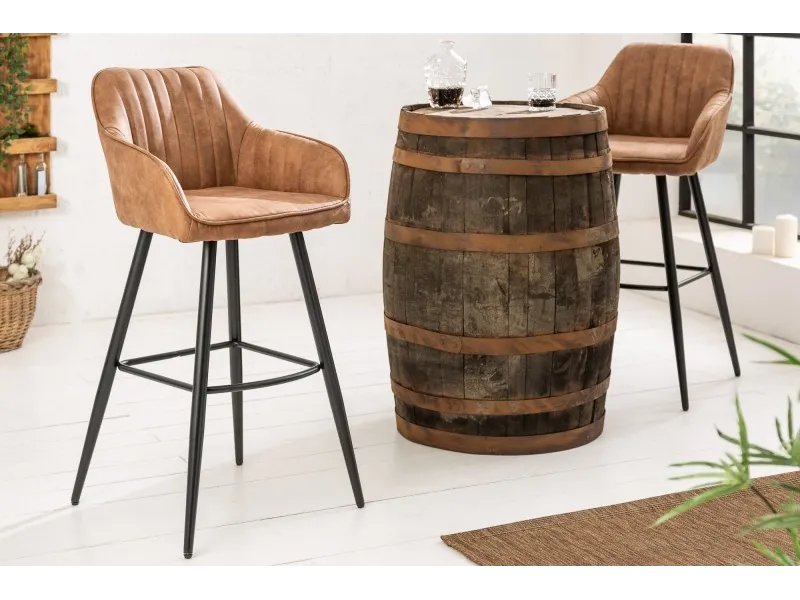 Lot de 2 tabourets de bar en microfibre coloris marron