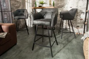 Tabouret de bar 100cm coloris gris antique avec accoudoirs