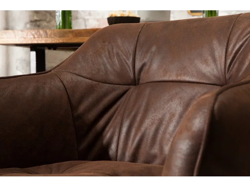 Tabouret de bar 100cm coloris marron antique avec accoudoirs