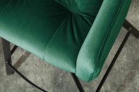 Tabouret de bar 100cm en velours coloris vert avec accoudoirs
