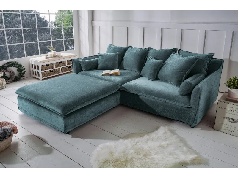 Tabouret moderne en lin coloris vert