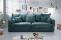 Grand canapé 3 places 215cm housse amovible en lin vert