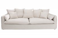 Grand canapé 3 places 215cm housse amovible en lin naturel